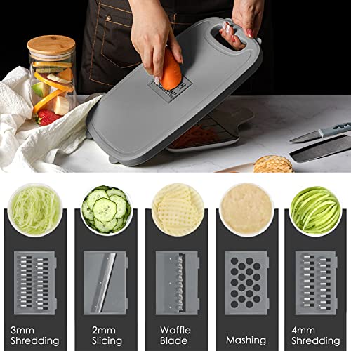 Gintan Camping Cutting Board, 9-in-1 Collapsible Chopping Board with Colander, Kitchen Vegetable Washing Basket for Camping, Camping Gifts Camping Accessories for RV Campers (Blue+Grey) - Image 2