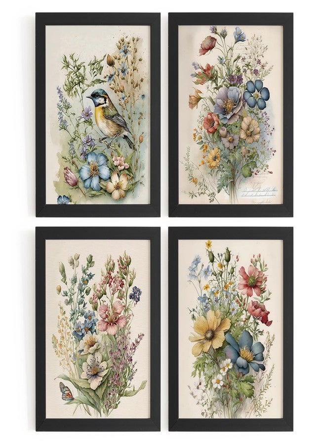 DSHFG Vintage Floral Cottagecore Wall Art Decor, Cottagecore Room Decor Botanical Wall Art Prints Set of 4, Spring Decorations for Home Bathroom Bedroom Kitchen Living Room, 8x10 Unframed - Image 1