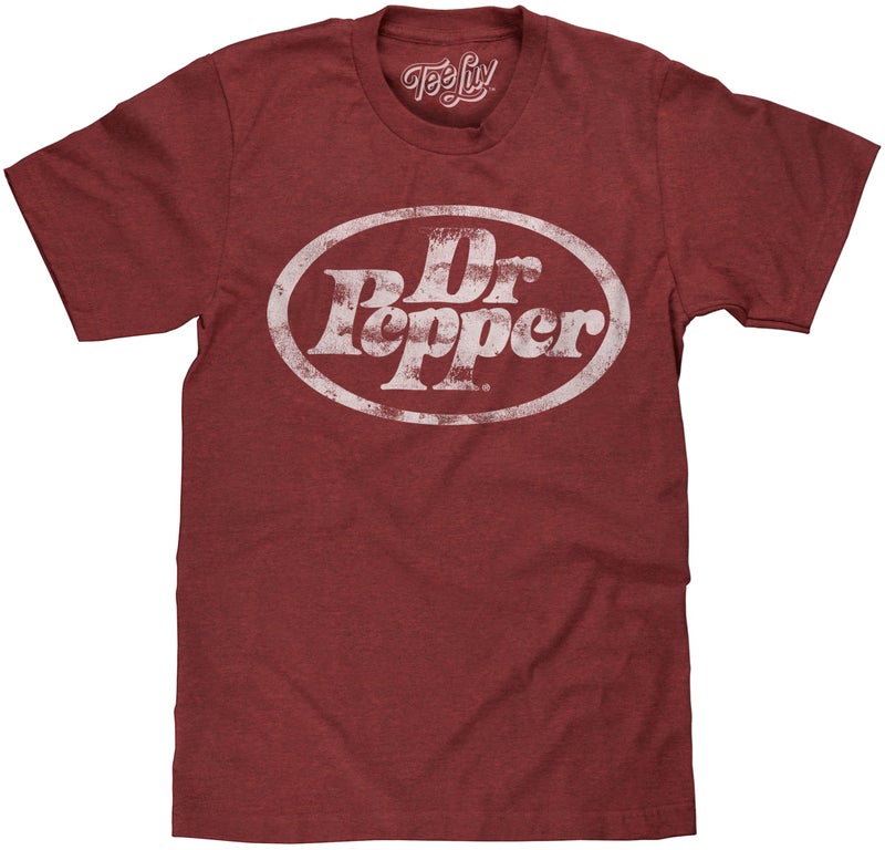 Tee Luv Men's Faded Dr Pepper Logo Shirt, M, Brick Heather - Image 1