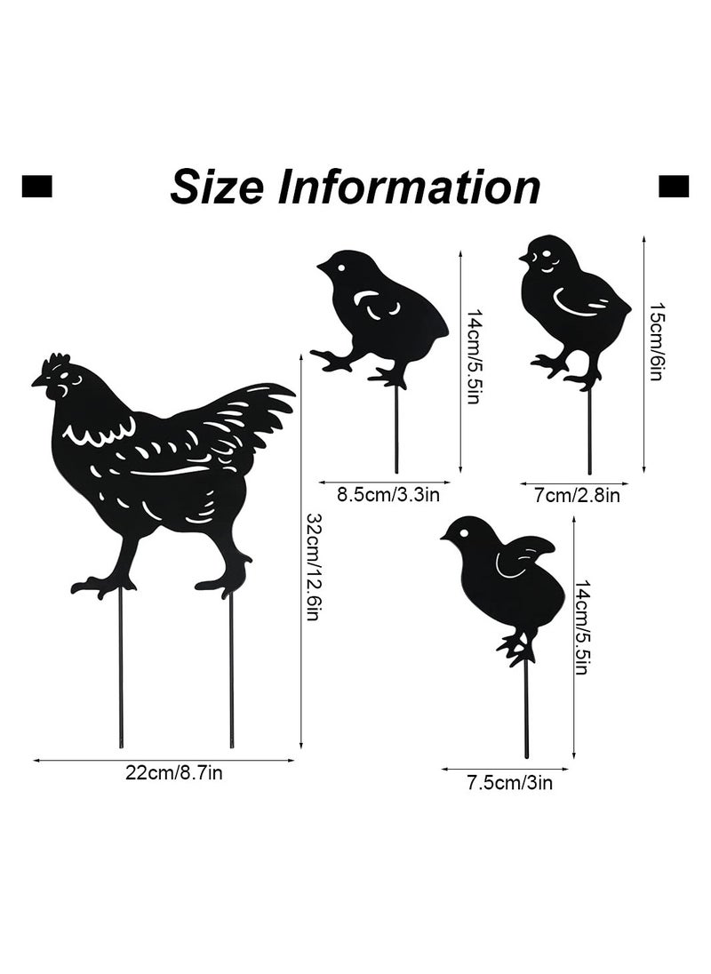 أعمدة حديقة من الحديد على شكل دجاجة، 4 قطع أعمدة دجاج معدنية للحديقة، تمثال دجاجة لإدخالها في الحديقة، تمثال بشكل دجاجة معدني، تمثال ظل دجاجة لتزيين الحديقة وفناء الهواء الطلق - pzsku/ZEE6CDCFB211CF745A7D3Z/45/_/1717412844/6c34d62c-70ee-4c00-b2b0-e4033172ff9e