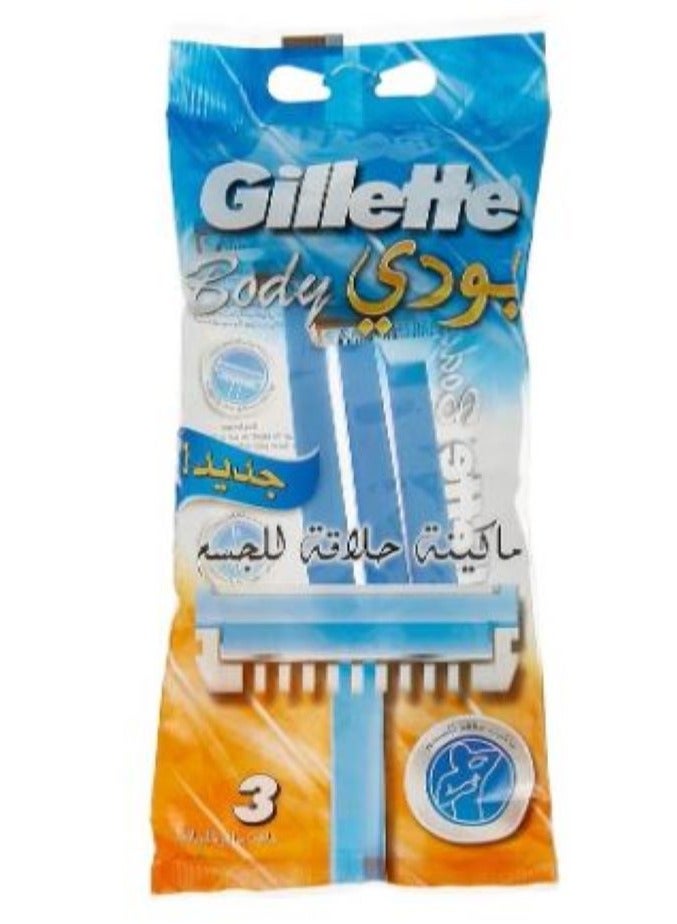 Gillette Disposable Body Razor, 3 Blades, for Men