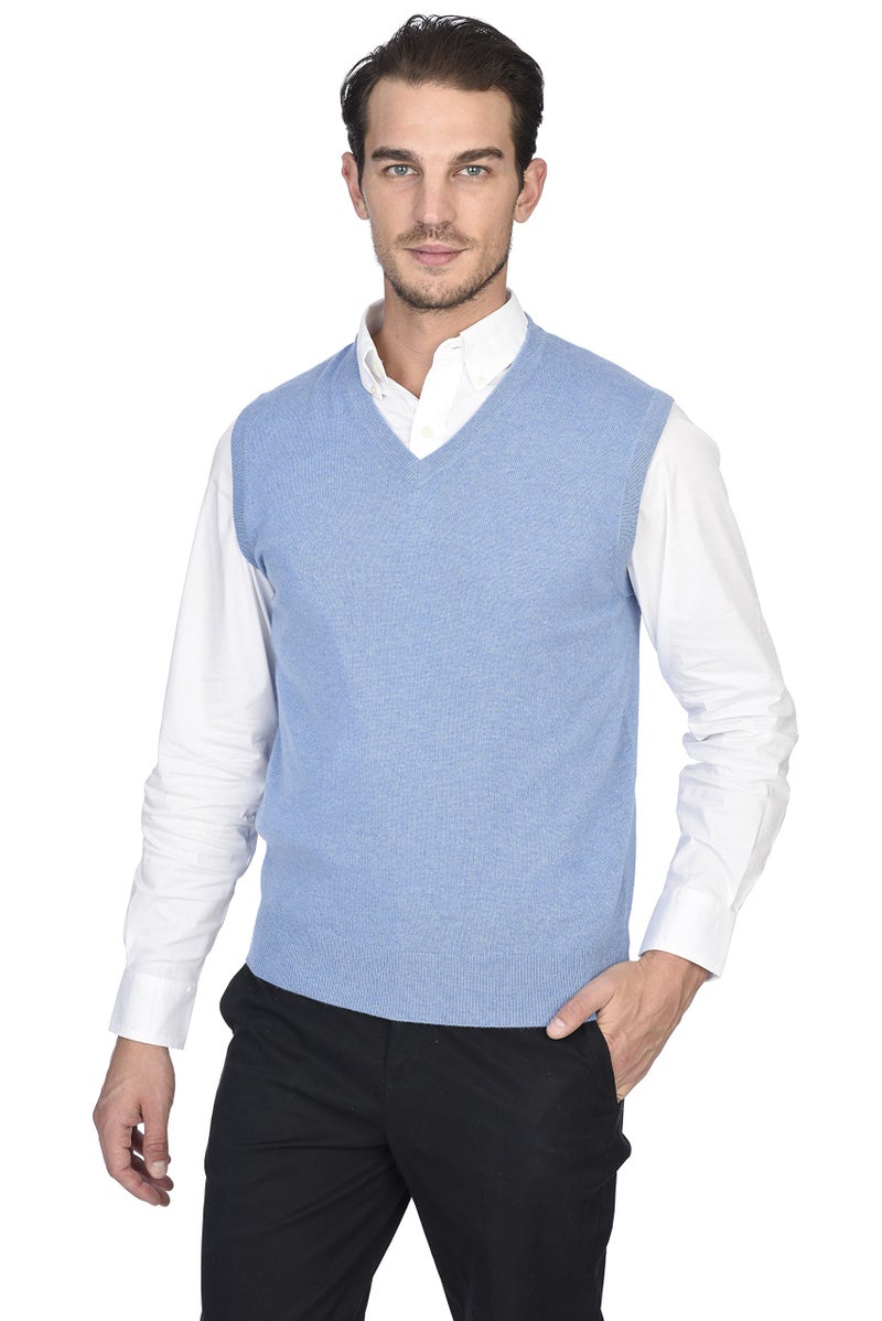 State Cashmere Sleeveless Sweater Vest - V-Neck Pullover for Men Made with 100% Pure Cashmere Sourced from Inner Mongolia Goats - Soft, Lightweight & Versatile - (Bella Blue, Medium) - Image 5