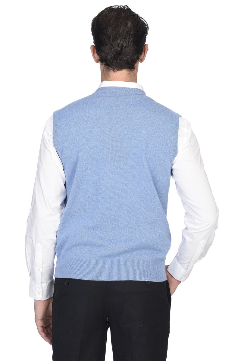 State Cashmere Sleeveless Sweater Vest - V-Neck Pullover for Men Made with 100% Pure Cashmere Sourced from Inner Mongolia Goats - Soft, Lightweight & Versatile - (Bella Blue, Medium) - Image 3