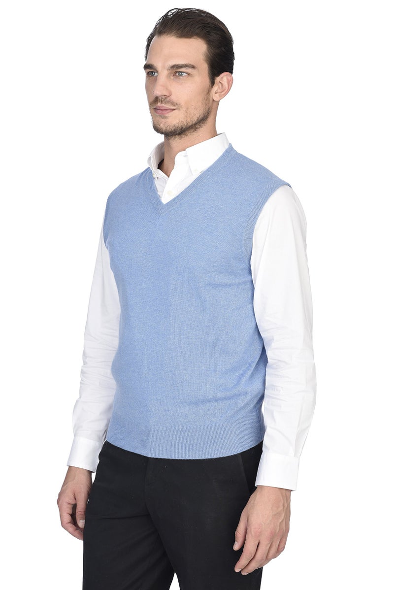 State Cashmere Sleeveless Sweater Vest - V-Neck Pullover for Men Made with 100% Pure Cashmere Sourced from Inner Mongolia Goats - Soft, Lightweight & Versatile - (Bella Blue, Medium) - Image 2
