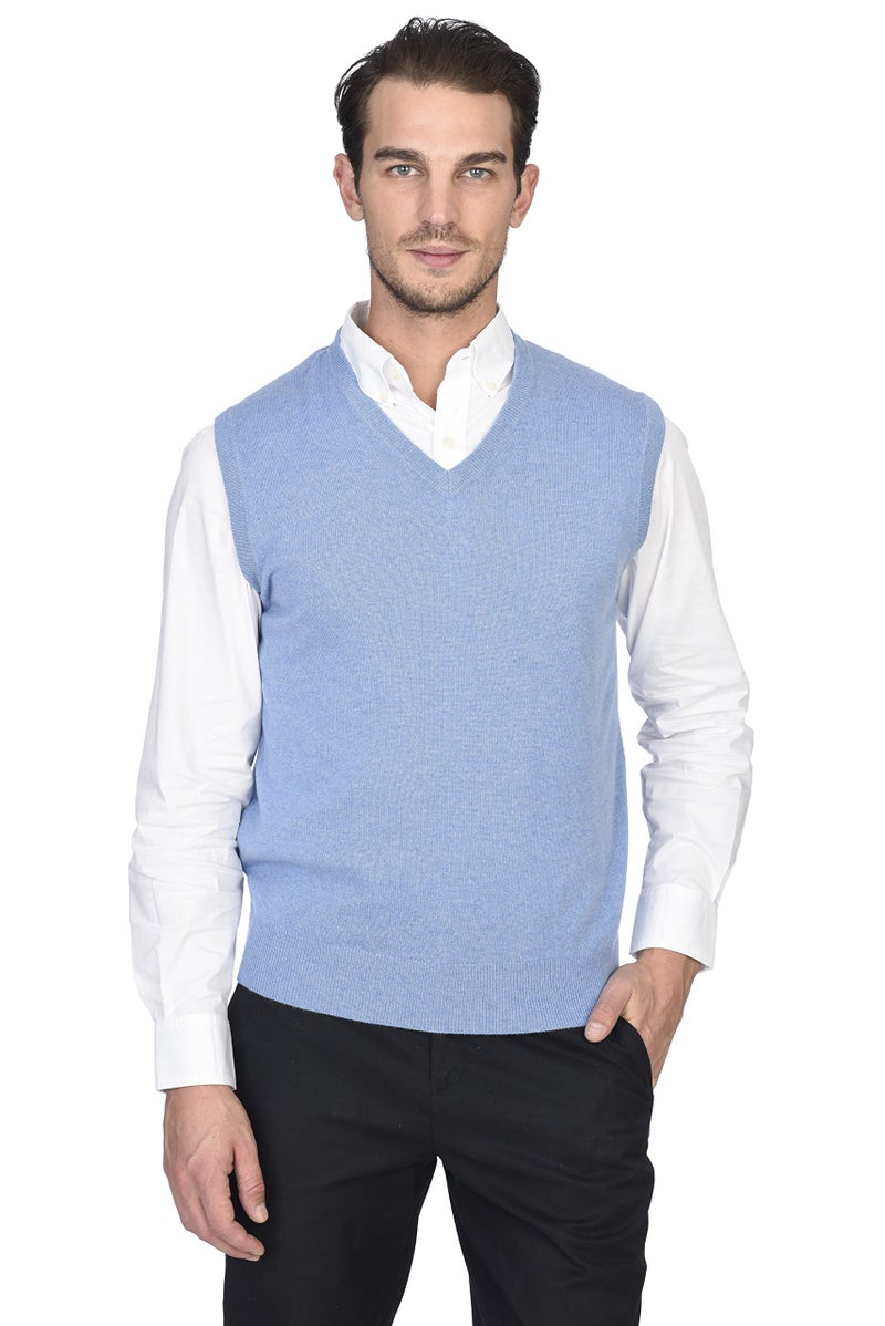 State Cashmere Sleeveless Sweater Vest - V-Neck Pullover for Men Made with 100% Pure Cashmere Sourced from Inner Mongolia Goats - Soft, Lightweight & Versatile - (Bella Blue, Medium) - Image 1