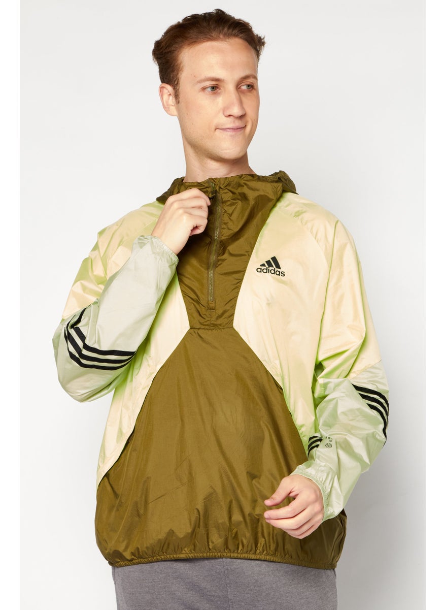 Adidas - جاكيت خارجي للرجال من ماركة رياضية، زيتوني/ليموني - Image 1
