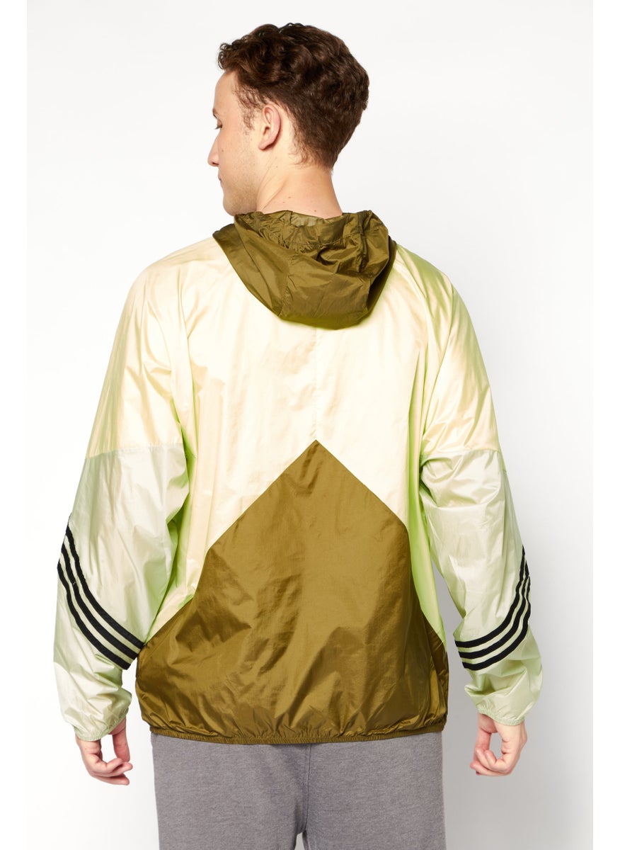 Adidas - جاكيت خارجي للرجال من ماركة رياضية، زيتوني/ليموني - Image 1