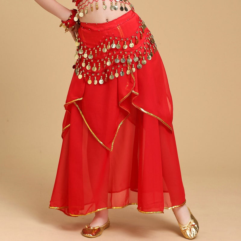 New Children'S Indian Dance Table Performance Clothing Children'S Ethnic Style Xinjiang Dance Belly Dance Skirt Phnom Penh Chiffon Skirt - Image 2