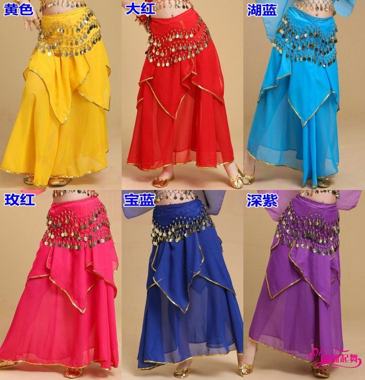 New Children'S Indian Dance Table Performance Clothing Children'S Ethnic Style Xinjiang Dance Belly Dance Skirt Phnom Penh Chiffon Skirt - Image 4