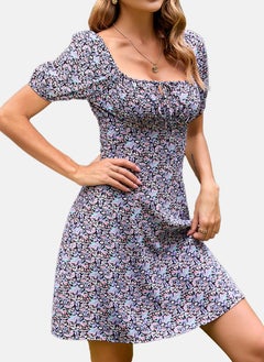 يونيكي Black Square Neck Floral Print A-Line Dress  - Image 5
