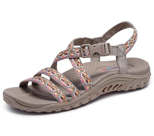Skechers Women's REGGAE - DREAM WEAVER sporty outdoor sandal, Taupe Multi 8 M - Image 4