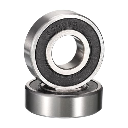 HiPicco 6000-2RS Deep Groove Ball Bearings, ID 10mm x OD 26mm x Width 8mm Double Rubber Sealed Ball Bearing Pre-Lubricated Chrome Steel Z2 Lever 2pcs - Image 1