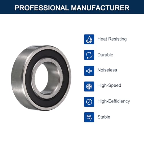 HiPicco 6000-2RS Deep Groove Ball Bearings, ID 10mm x OD 26mm x Width 8mm Double Rubber Sealed Ball Bearing Pre-Lubricated Chrome Steel Z2 Lever 2pcs - Image 5
