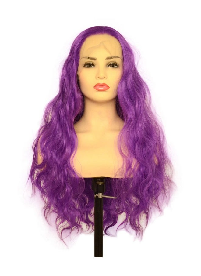 BLUPLE - Luple Purple Lace Front Wigs Long Body Wave Heat Resistant Free Part 22 Inch Synthetic Hair Replacement Wigs For Women Cosplay Party Show - Image 1
