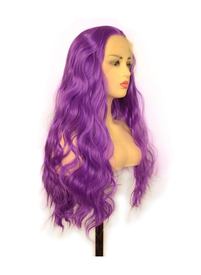 BLUPLE - Luple Purple Lace Front Wigs Long Body Wave Heat Resistant Free Part 22 Inch Synthetic Hair Replacement Wigs For Women Cosplay Party Show - Image 1