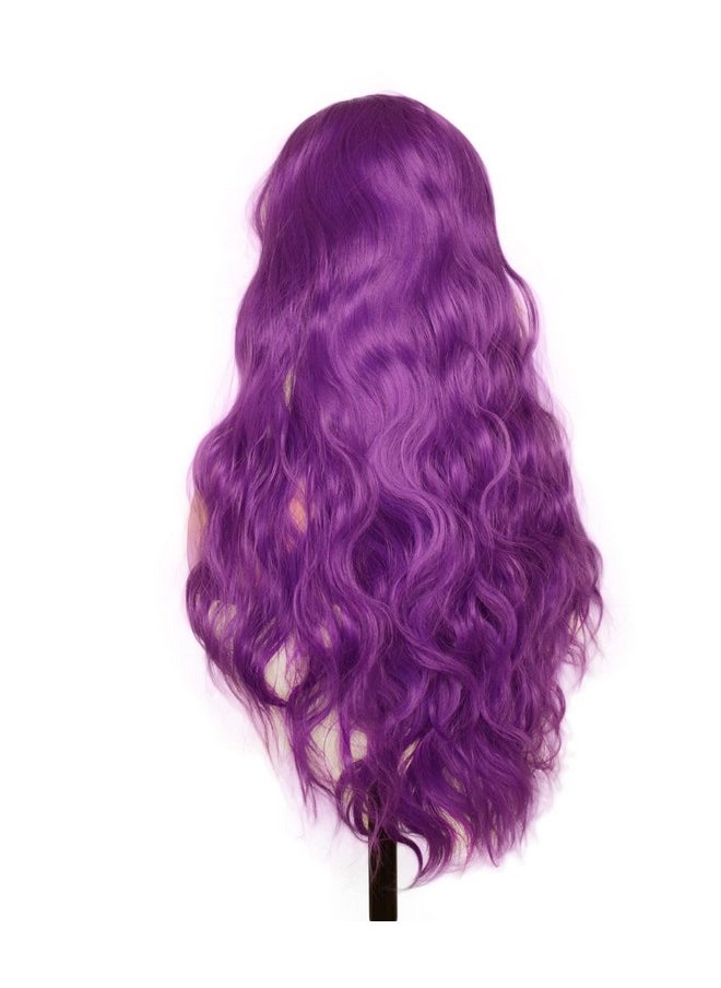 BLUPLE - Luple Purple Lace Front Wigs Long Body Wave Heat Resistant Free Part 22 Inch Synthetic Hair Replacement Wigs For Women Cosplay Party Show - Image 1