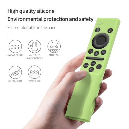 AKSHFETH Remote Cover Compatible with Samsung Remote bn59-01393/bn59-01388 Silicone Case Cover with Lanyard (Glow Green) - Image 3