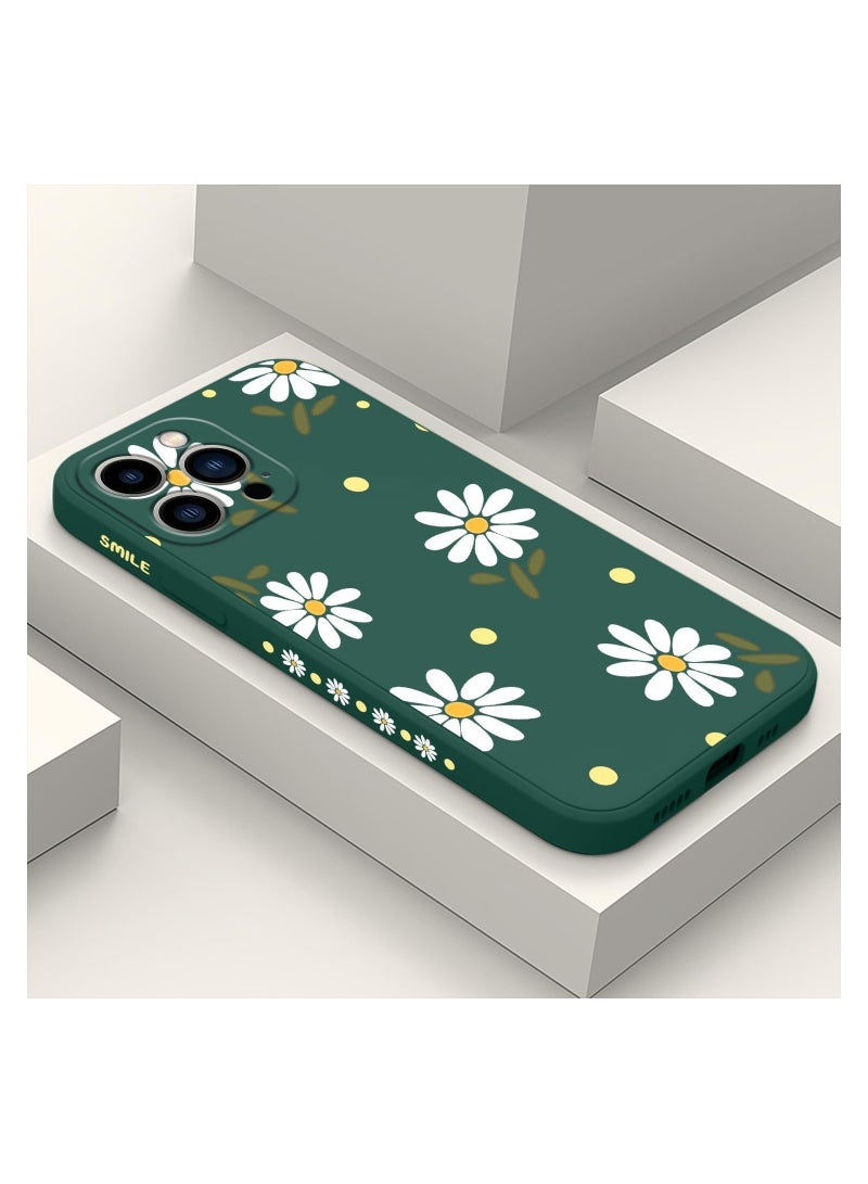 iPhone 12 Pro Max Case Flower Butterfly Cute Astronaut Design Phone Cover Soft Microfiber Lining Slim Liquid Silicone 12 Pro Max Case-Dark Green 1 - Image 1