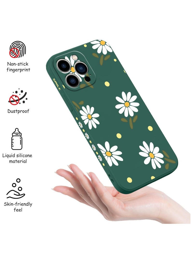 iPhone 12 Pro Max Case Flower Butterfly Cute Astronaut Design Phone Cover Soft Microfiber Lining Slim Liquid Silicone 12 Pro Max Case-Dark Green 1 - Image 4