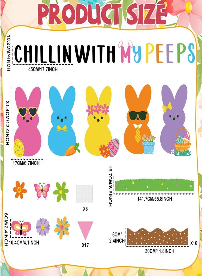 ojustbeok Easter Bunny Bulletin Board Set Easter Bunny Classroom Decoration Colorful Eggs Spring Bunny Flower Paper Cutouts for Spring Party Supplies School Classroom Home Office Nursery Chalkboard Wall Decor - Image 2