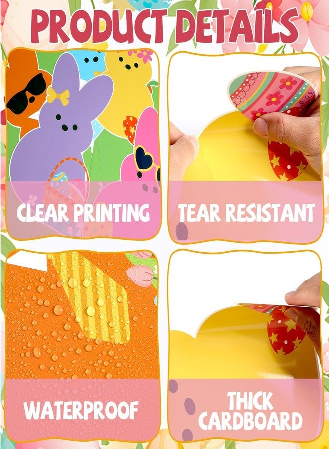 ojustbeok Easter Bunny Bulletin Board Set Easter Bunny Classroom Decoration Colorful Eggs Spring Bunny Flower Paper Cutouts for Spring Party Supplies School Classroom Home Office Nursery Chalkboard Wall Decor - Image 3