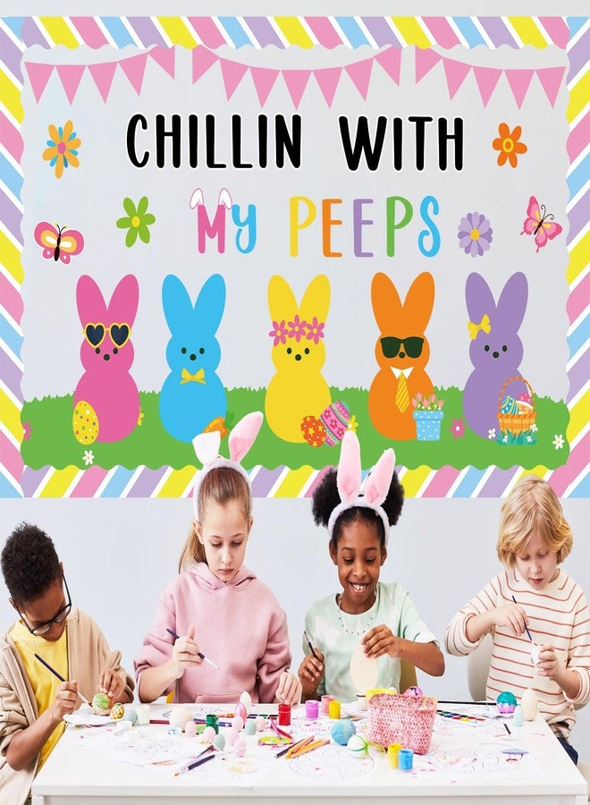 ojustbeok Easter Bunny Bulletin Board Set Easter Bunny Classroom Decoration Colorful Eggs Spring Bunny Flower Paper Cutouts for Spring Party Supplies School Classroom Home Office Nursery Chalkboard Wall Decor - Image 5