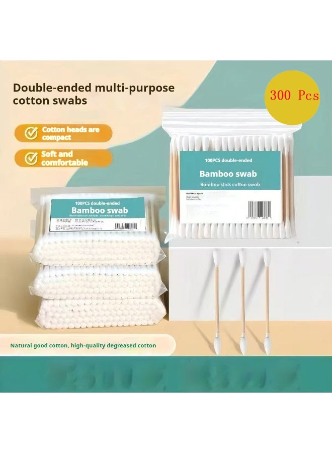 300Precision Tip Bamboo Cotton Swabs – Biodegradable & Organic Cotton Buds with Precision Tips – Eco-Friendly Wooden Swabs for Makeup, Cleaning, Crafts, and Baby Care - Image 2