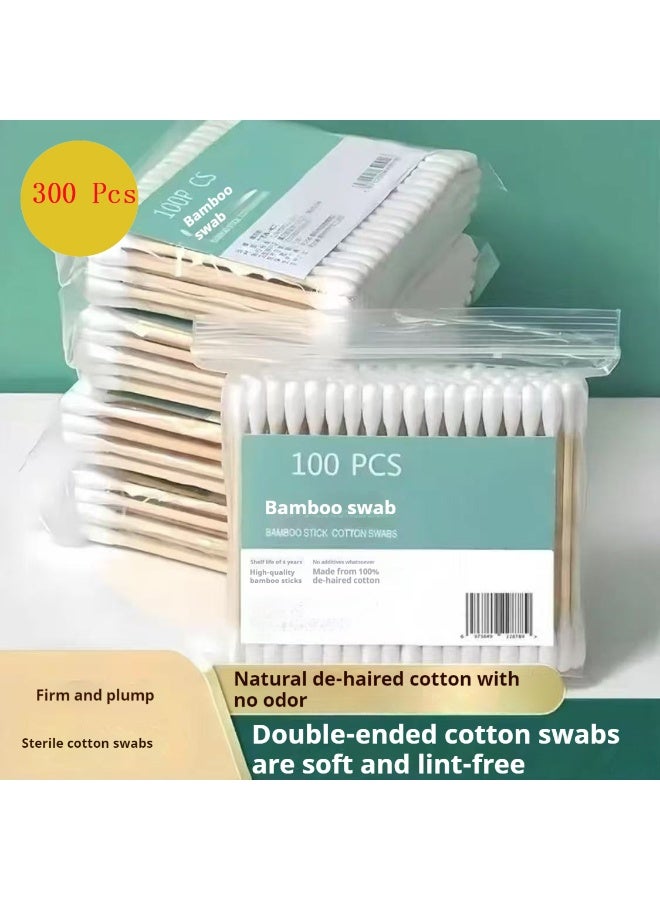 300Precision Tip Bamboo Cotton Swabs – Biodegradable & Organic Cotton Buds with Precision Tips – Eco-Friendly Wooden Swabs for Makeup, Cleaning, Crafts, and Baby Care - Image 1