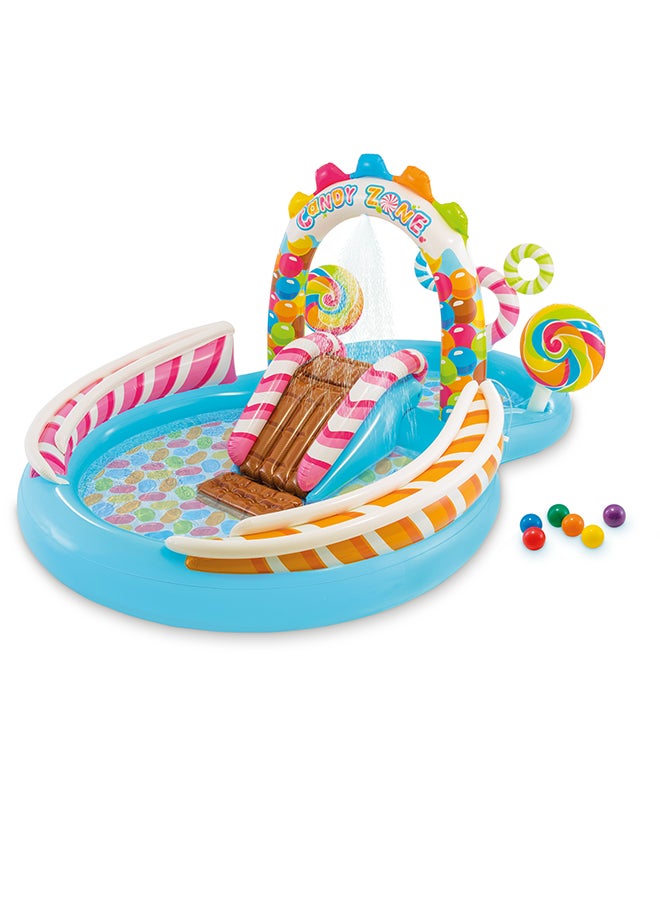 INTEX Inflatable Unisex Candy Zone Play Center Pool with Water Slide, Splash, Drain Plug & Repair Patch Included 294.64 cm x 190.5 cm x 129.54cm - Image 2