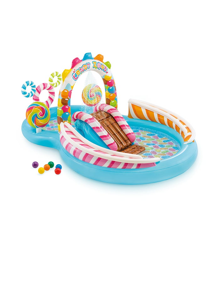 INTEX Inflatable Unisex Candy Zone Play Center Pool with Water Slide, Splash, Drain Plug & Repair Patch Included 294.64 cm x 190.5 cm x 129.54cm - Image 3