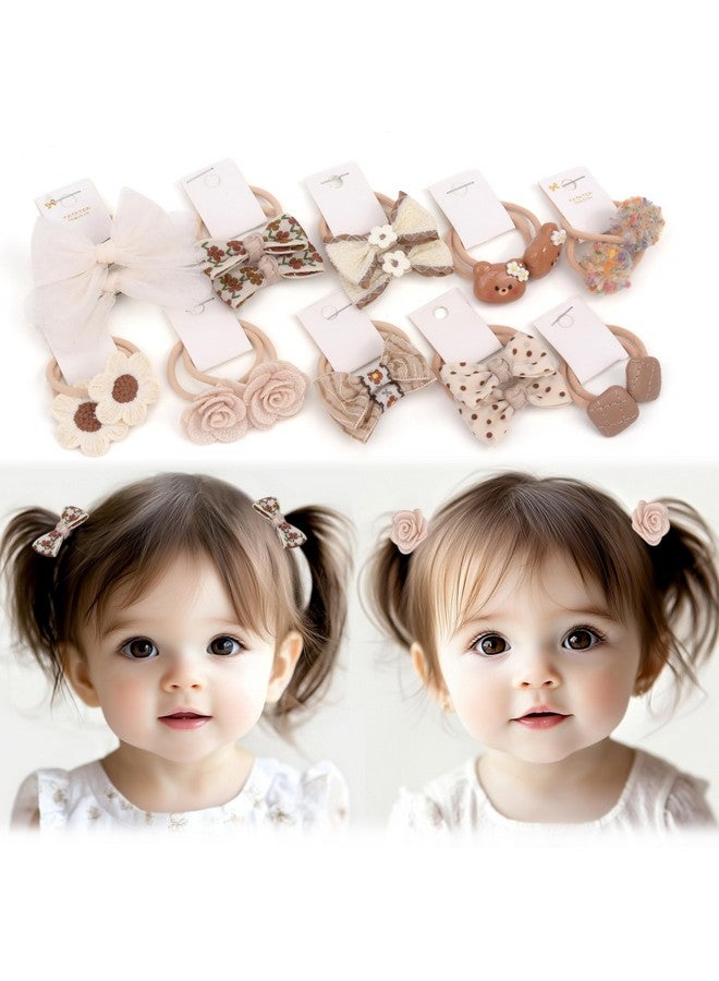 BIANHUAN 20 PCS Toddler Hair Ties for Girls, Baby Hair Ties Cute Flower Elastic Scrunchies, Seamless Ponytail Holders, Little Girls Hair Accessories for Thick Hair (Set-B) - Image 1