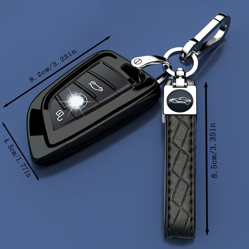 Black Key Case TPU Cover Embossed Cord Buckle For BMW Car Accessories - Image 5