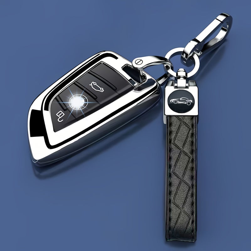 Black Key Case TPU Cover Embossed Cord Buckle For BMW Car Accessories - Image 3