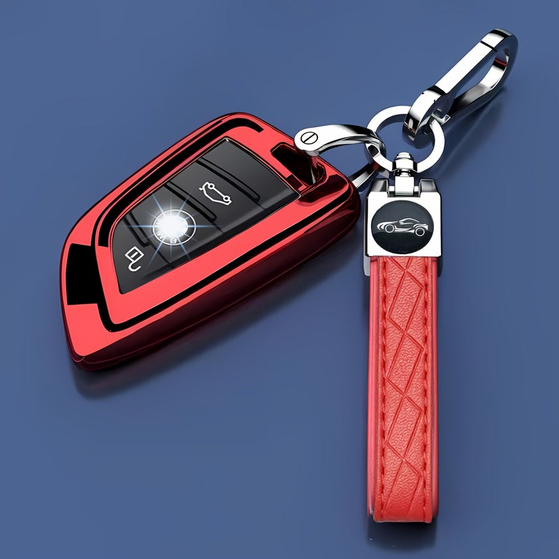 Black Key Case TPU Cover Embossed Cord Buckle For BMW Car Accessories - Image 4