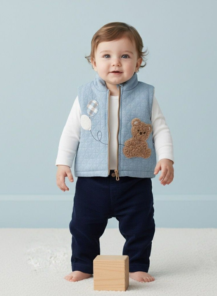 فول مون 1 سترة مبطنة للأطفال مع تطريز دب تيدي - Image 1