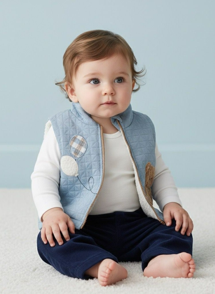 فول مون 1 سترة مبطنة للأطفال مع تطريز دب تيدي - Image 2