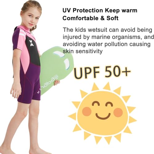 DIVE & SAIL Kids Wet Suit Shorty Suits Girls 2.5mm Neoprene Shorty Wetsuit UV Protection Keep Warm Short Sleeve Wetsuits for Swimming Diving Scuba S Size 18813PK-S - Image 3