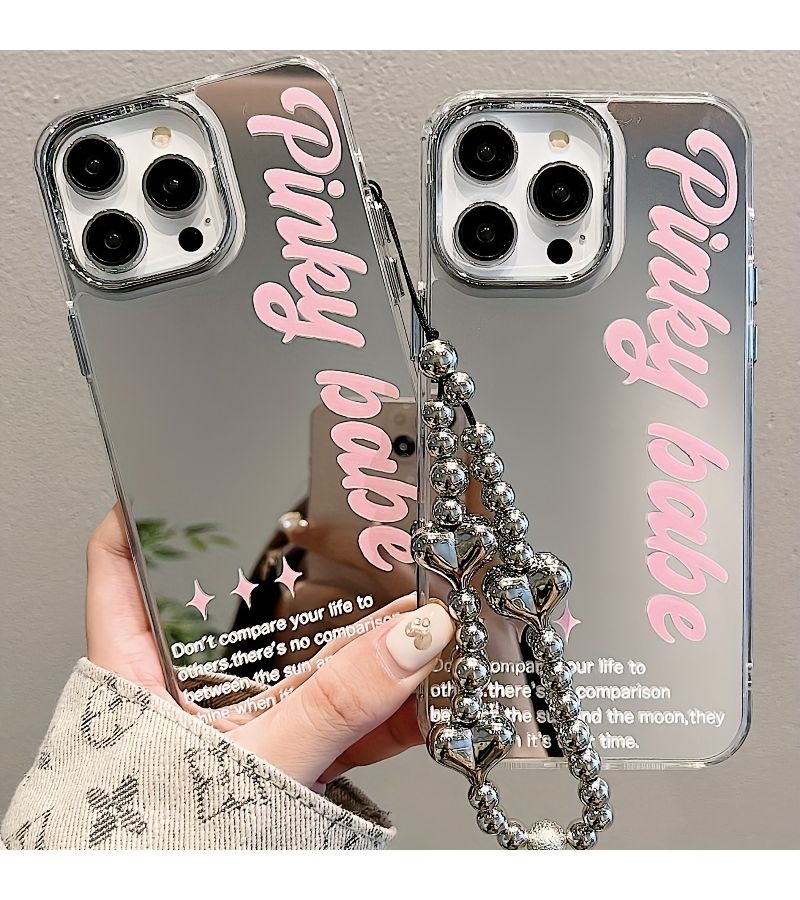 حافظة هاتف فضية تشبه المرآة مع سوار حبل لـ iPhone 11 Pro Max - Image 1