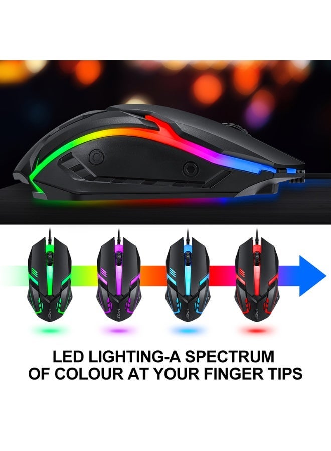 T-WOLF TF850 Gaming Keyboard Mouse and Gaming Headset and Speaker Mouse Pad Wired RGB Backlight Keyboard Combos for Computer PC - Image 4