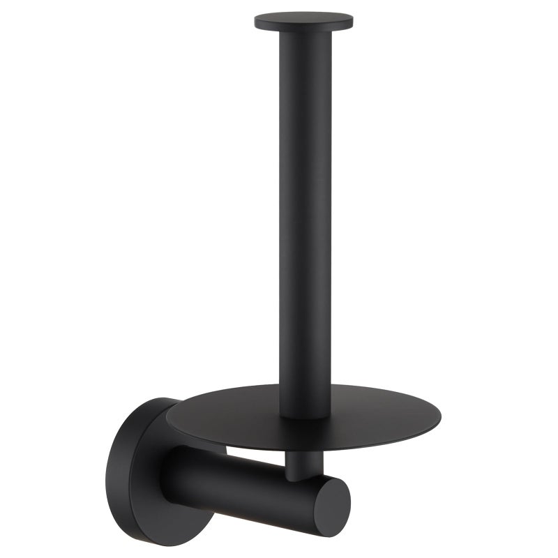 Aomasi Vertical Tray Toilet Paper Holder Aomasi 304 Stainless Steel Tissue Roll Hanger with Round Plate Matte Black Bathroom Kitchen Paper Roll Dispenser Wall Mounted - Image 2