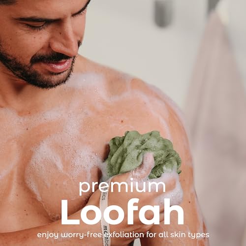MainBasics Bath Shower Loofah Sponge Pouf Body Scrubber Exfoliator Body Wash Sponge (Set of 3, Earthy Love) - Image 2