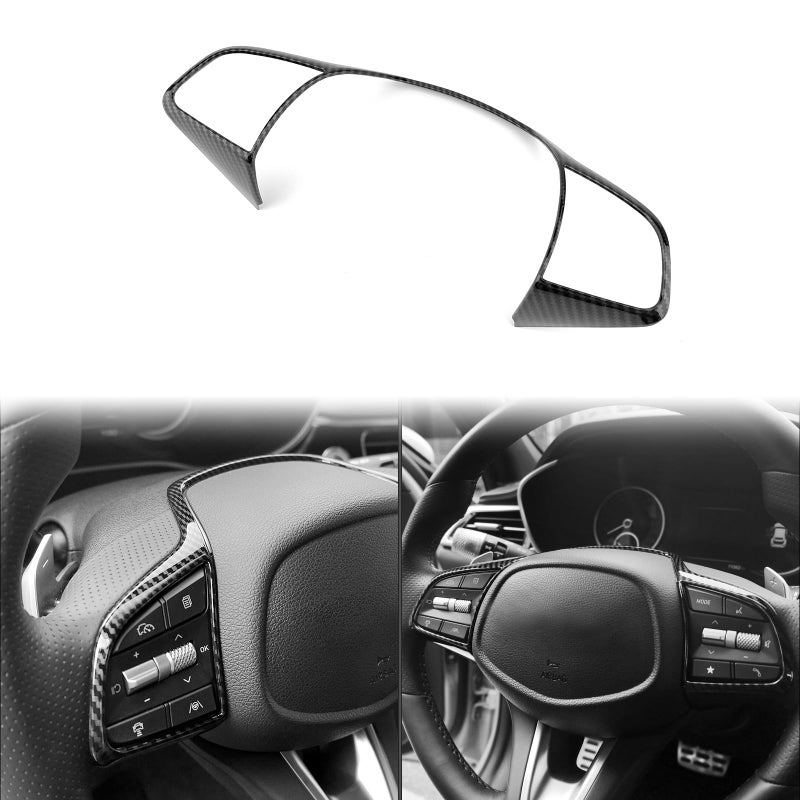 JUIVEEL Carbon Fiber Style Steering Wheel Button Panel Cover Interior Steering Handle Button Frame Protective Sticker Compatible with Genesis G70 20192025 Accessories
