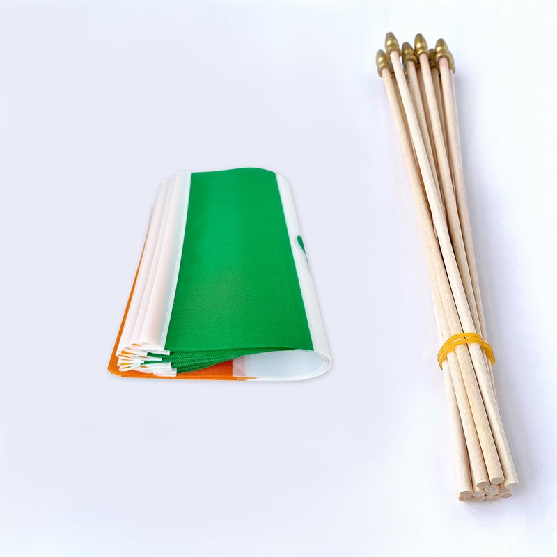 TSMD Ireland Irish Shamrock Stick Flag Saint Patrick's Day Clover Small Mini Hand Held Flags,5x8 Inch,12 Pack - Image 3