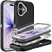 YKHJKLEC for iPhone 17 Case Military Grade 3 in 1 Heavy Duty ShockproofDrop ProofDust Proof Case with 2Pcs Tempered Glass Screen Protector BlackGrey - Image 2