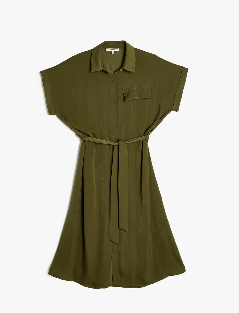 كوتون Midi Shirt Dress