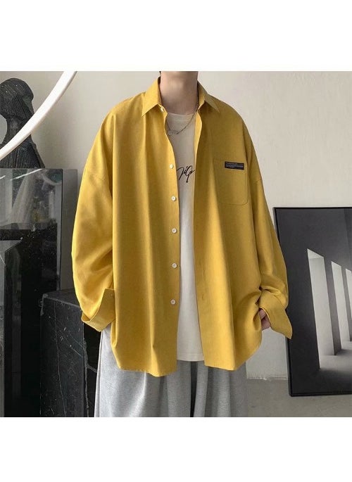 Generic - Japanese Style Long Sleeve Casual Shirt For Men Loose Fit Trendy Brand Versatile Cardigan Jacket Spring Autumn Season 8017 Green - Image 1