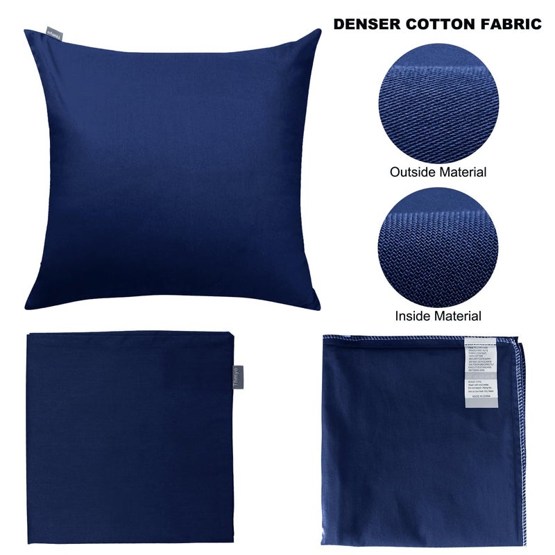 Thmyo 2 Pack 100% Cotton Solid Decorative Square Throw Pillow Covers Christmas DIY Throw Pillowcase Blank Sublimation Pillow Cases Cushion Pillow Covers(16x16 inch/40x40cm  Midnight Blue) - Image 5