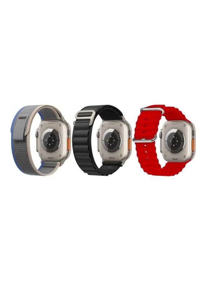 vesus 3Pack for apple Watch Band 49mm 45mm 44mm 42mm alpine Loop Band, Trail Band, Ocean Band Compatible with apple Watch Ultra/8/7/SE/6/5/4/3/2/1 Red/Black/Grey - Image 1