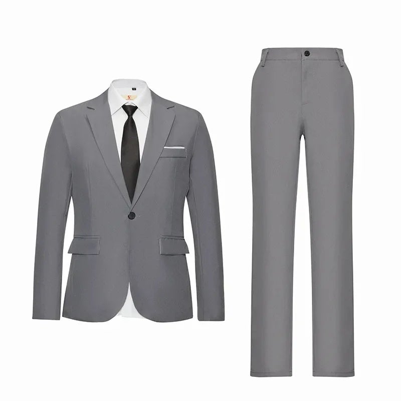 Men''s suit plus size men''s suit summer new casual slim top business formal wear wedding dress two-piece suit - Image 4