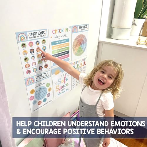 BEAWART 12 Boho Calming Corner Classroom Posters Feelings Wheel Chart Emotions Poster For Kids Calm Down Corner Supplies For Therapy Office Decor Mental Health Wall Decorations For Preschool Teachers BEAWART - Image 3